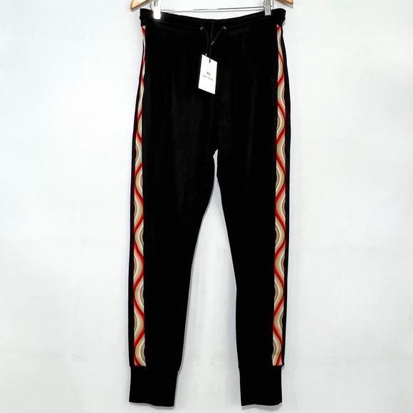 NWT Paul Smith Joggers Track Pants in Black with Swirl Stripe Women's Size XL - Picture 2 of 9